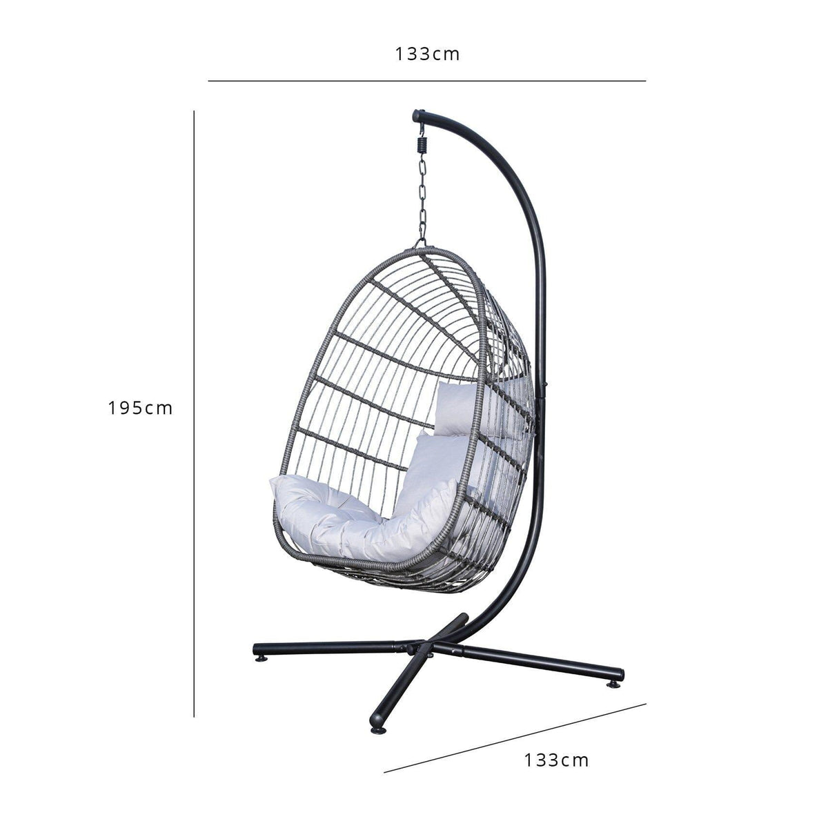OUTLET - Wick Hanging Egg Chair - Dark Grey Rattan