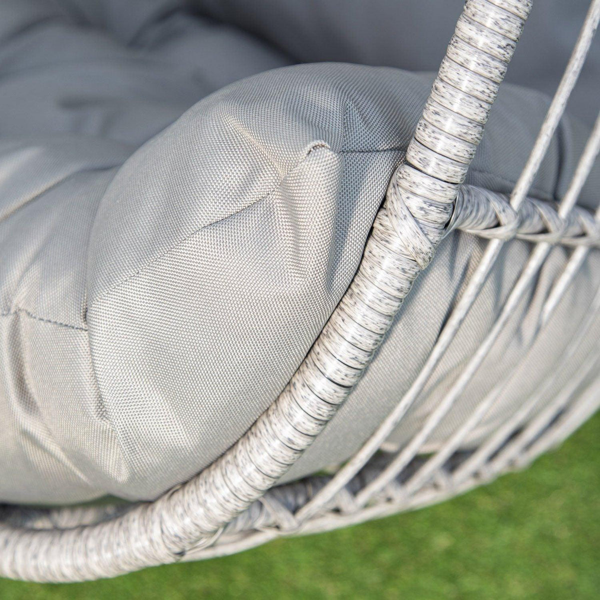 OUTLET - Wick Rattan Garden Hanging Egg Chair - Light Grey