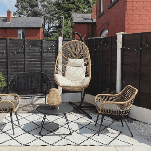 OUTLET - Wick Rattan Garden Hanging Egg Chair - Natural