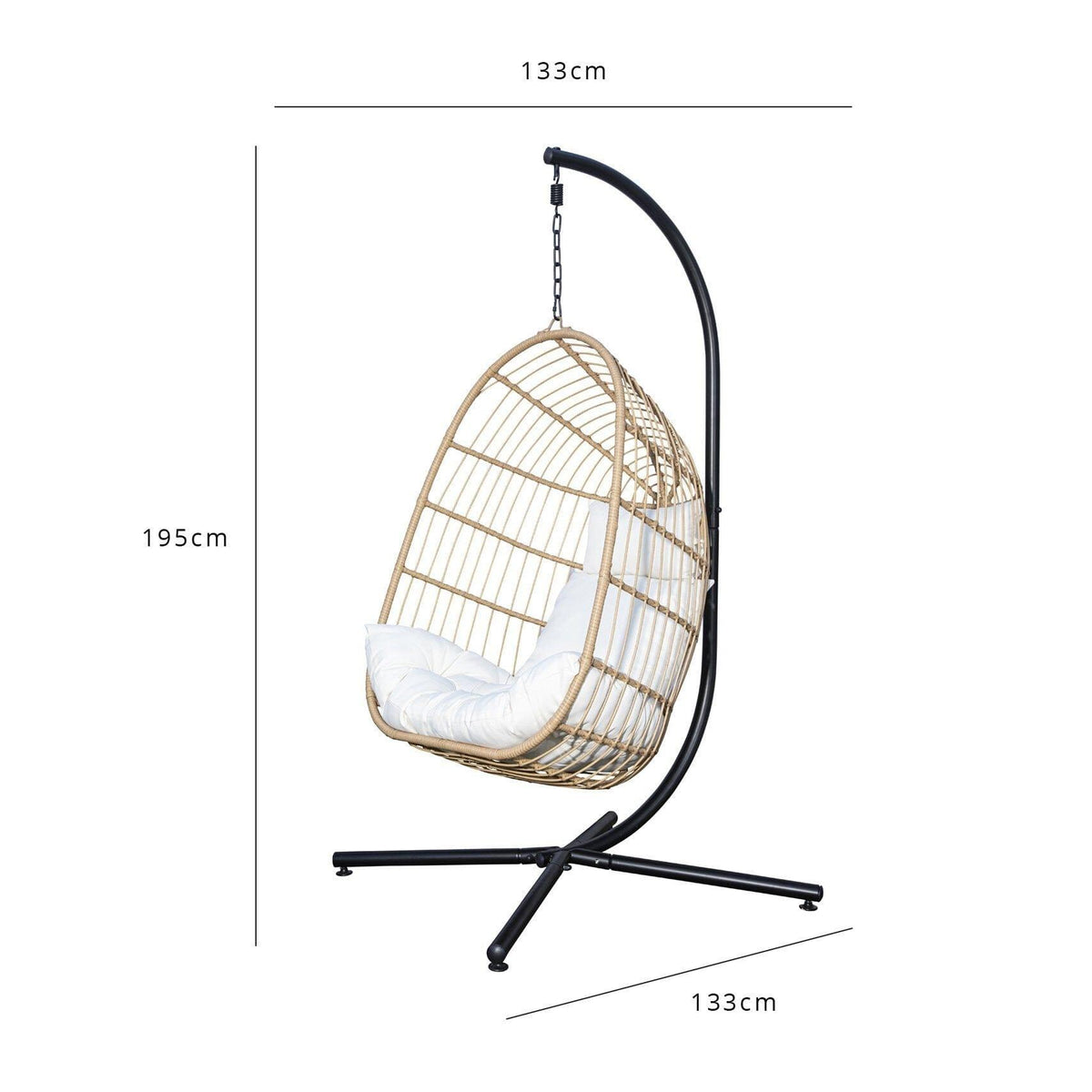 OUTLET - Wick Rattan Garden Hanging Egg Chair - Natural