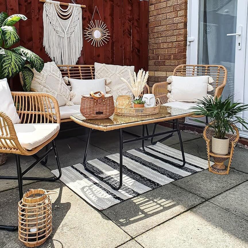 Outlet - Wick Rattan Garden Sofa Set - Natural