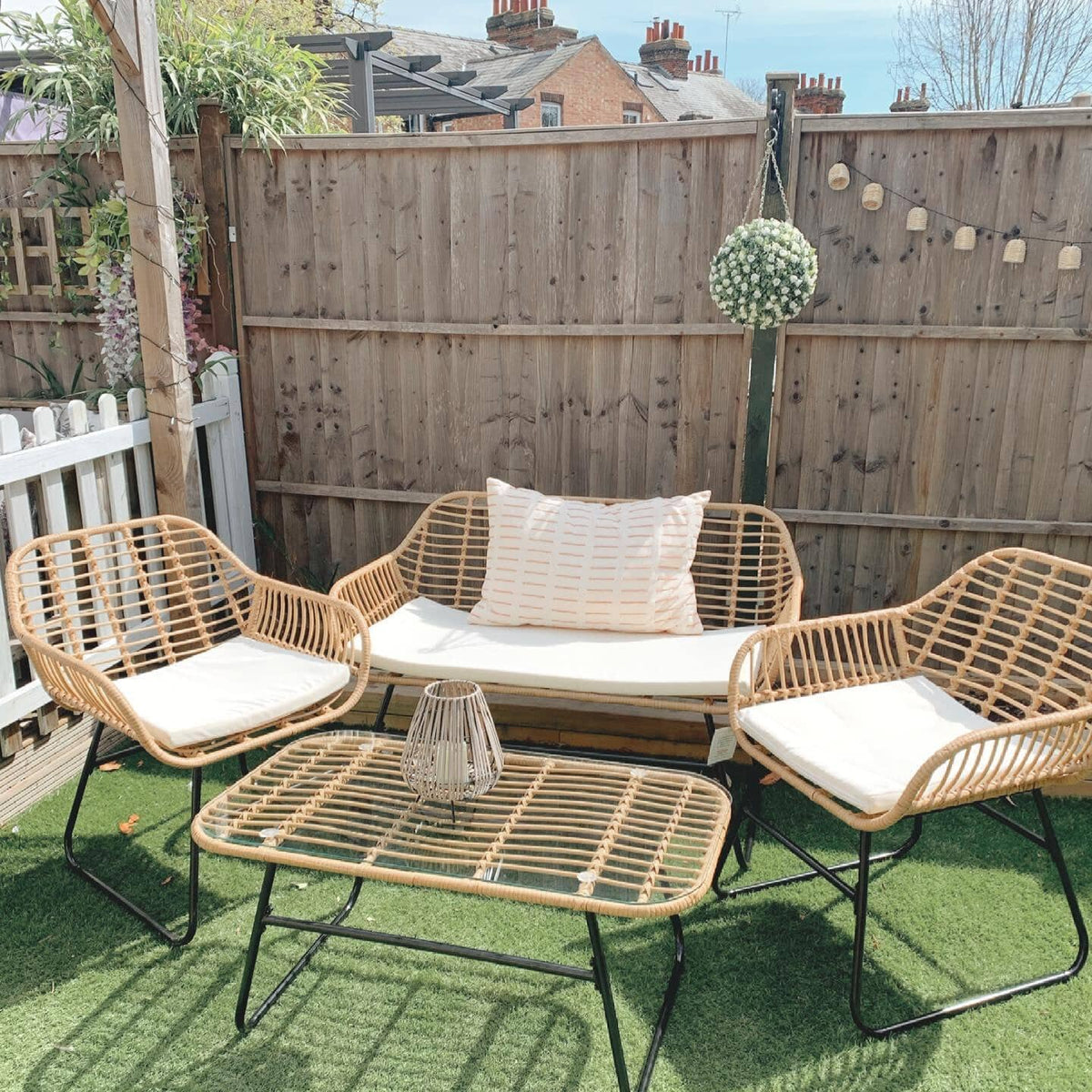 Outlet - Wick Rattan Garden Sofa Set - Natural