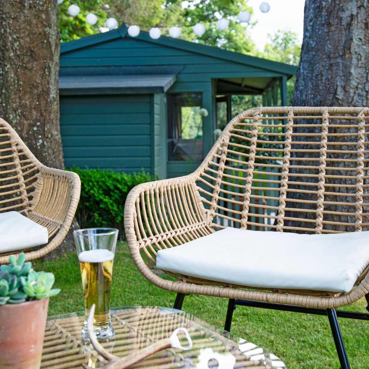 Outlet - Wick Rattan Garden Sofa Set - Natural