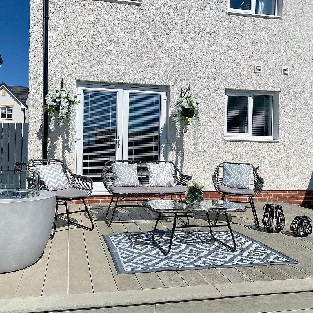 OUTLET - Wick Rattan Garden Sofa Set - Dark Grey