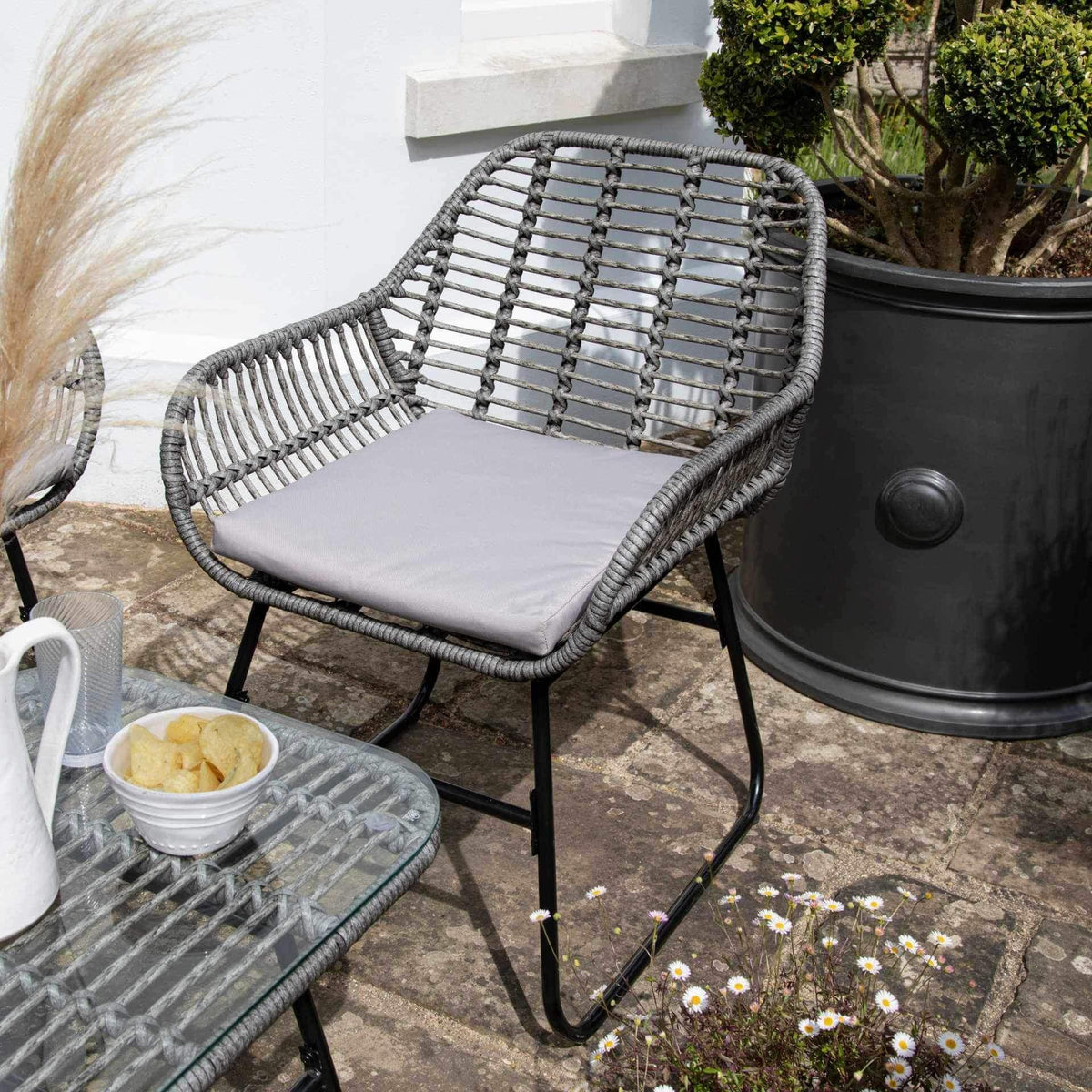 OUTLET - Wick Rattan Garden Sofa Set - Dark Grey