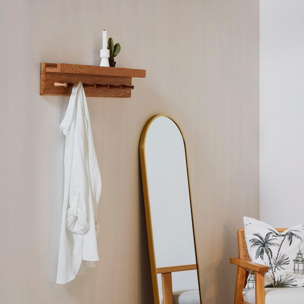 Willow Wooden Coat Rack with Shelf - Oak