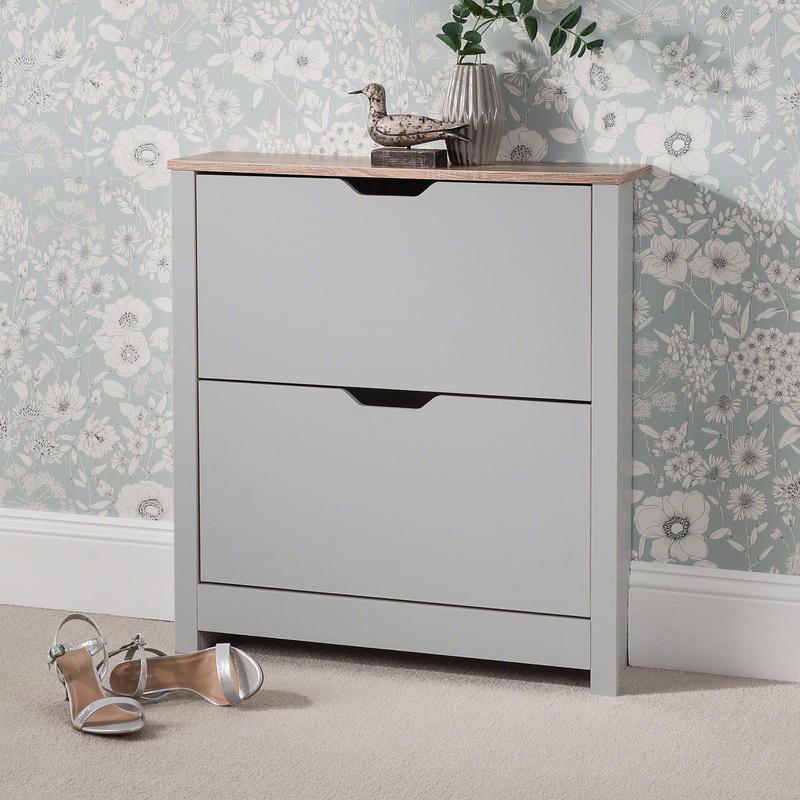 OUTLET - Windsor Shoe Cabinet - 2 Door - Grey