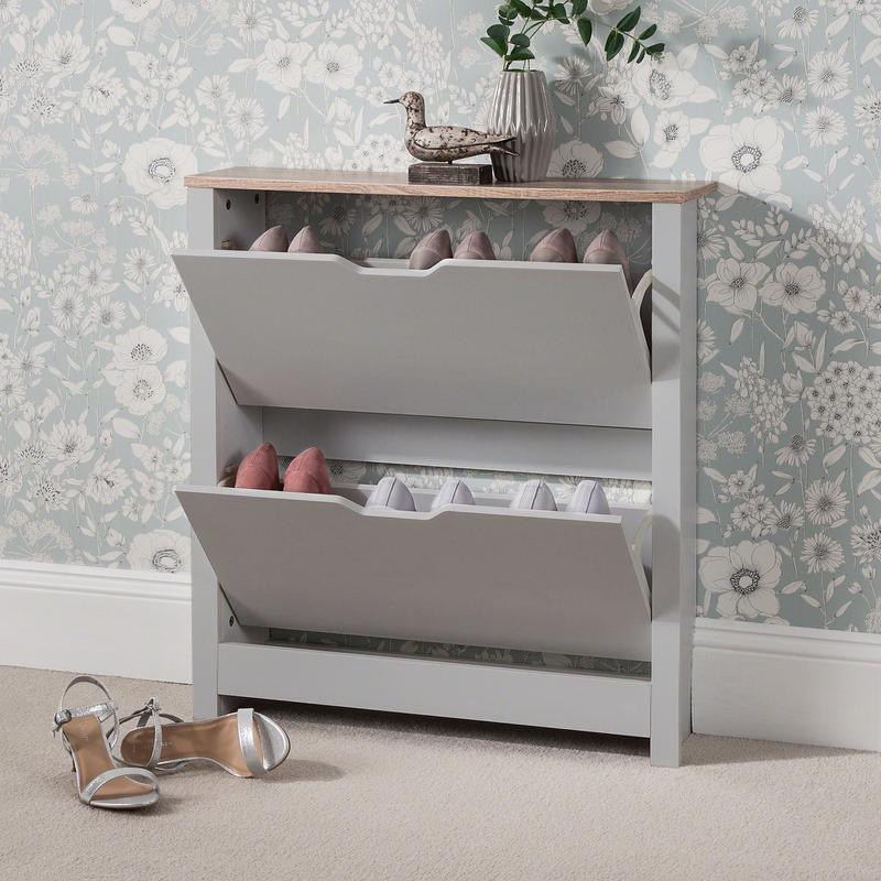 OUTLET - Windsor Shoe Cabinet - 2 Door - Grey