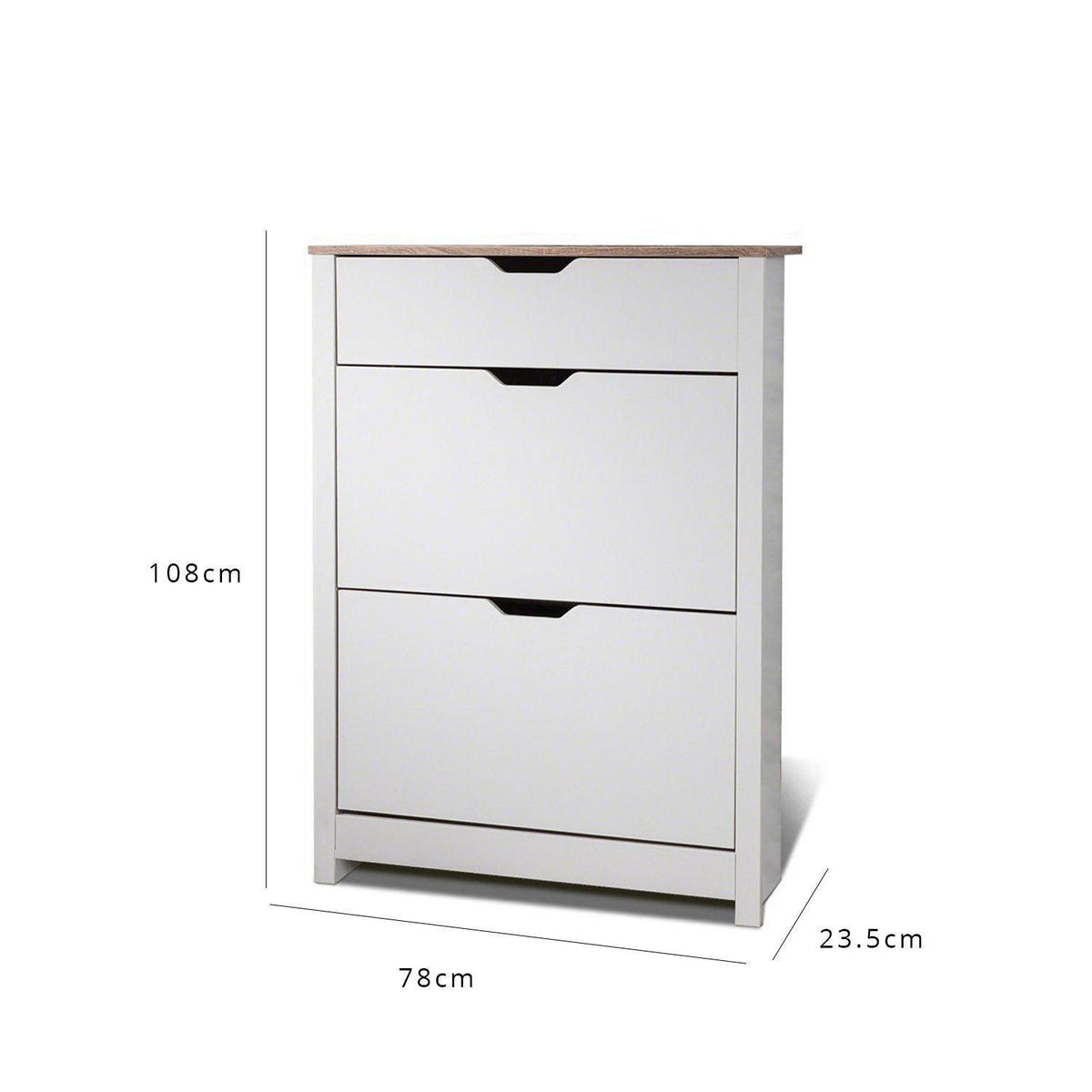 OUTLET - Windsor Shoe Cabinet - 3 Door - White