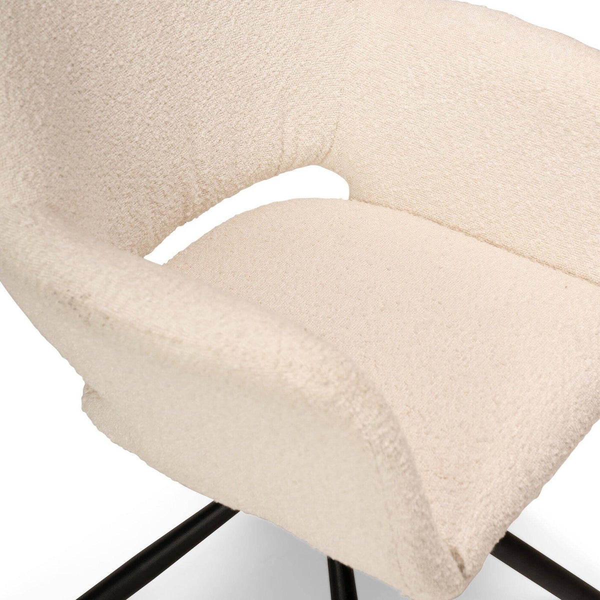 Parker Boucle Office Swivel Chair -  Black Metal Legs