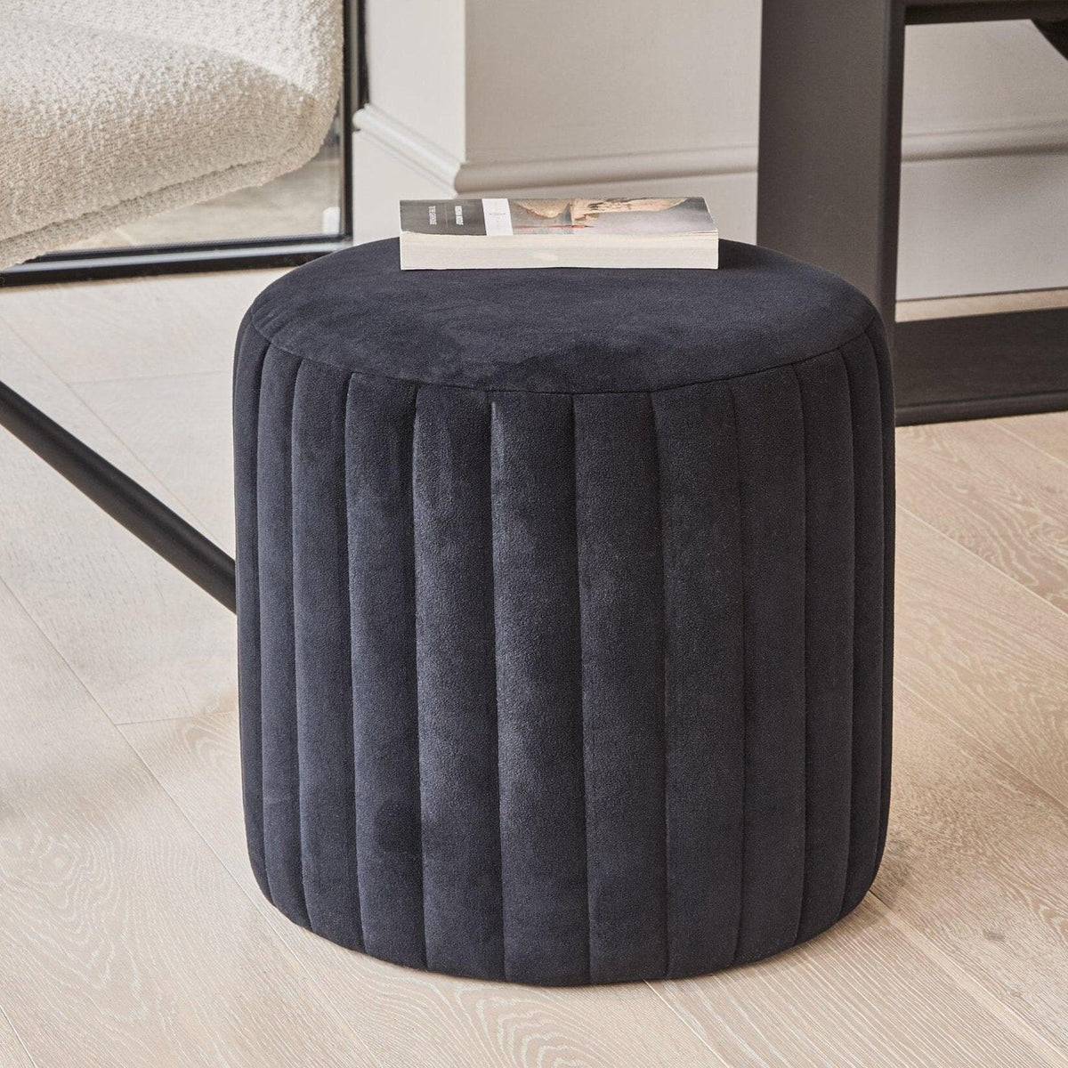 Outlet - Penelope Drum Stool - Black