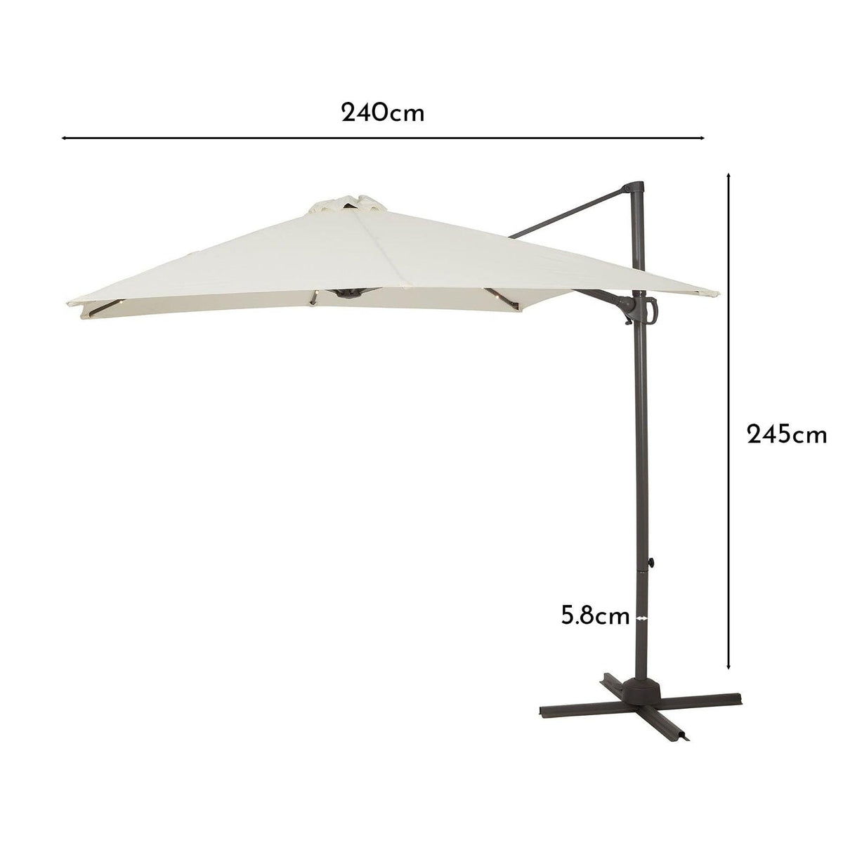 Cream LED Premium Cantilever Parasol - 2.4m Square