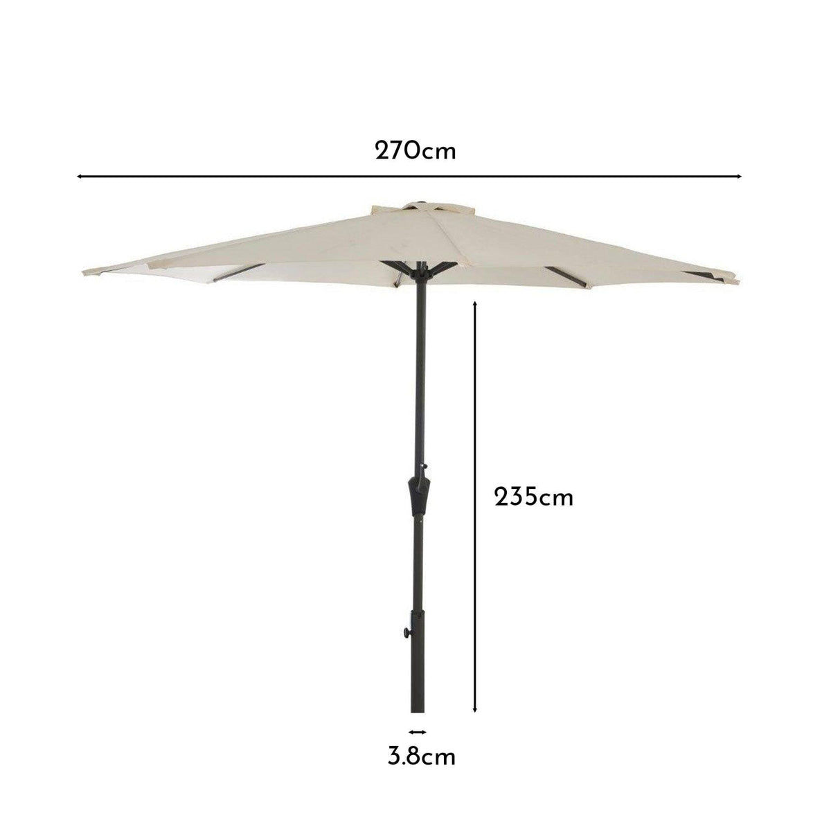 Cream LED Parasol - 2.7m Round with Raincover