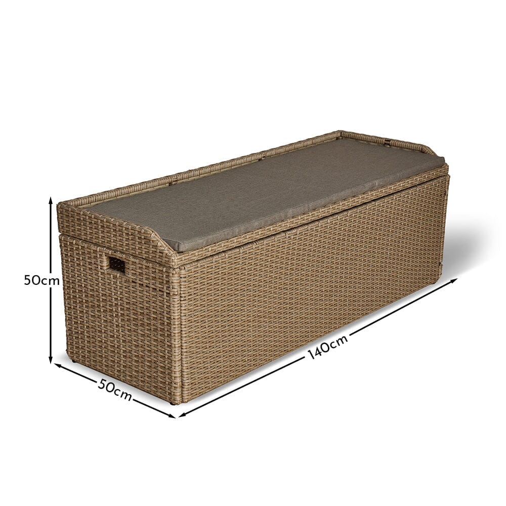 Aston Rattan Storage Bench with Polywood Top - Natural Brown