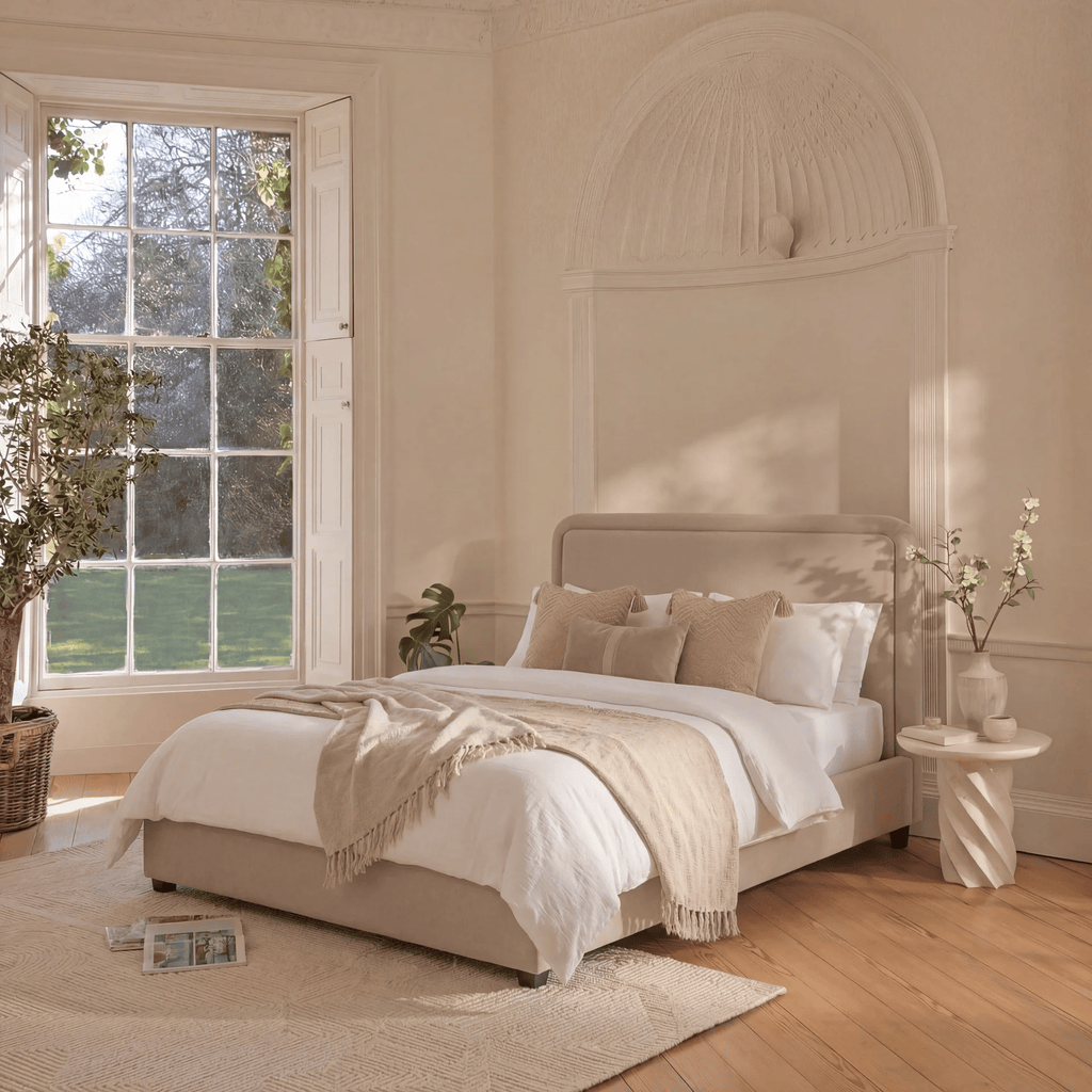 Robyn King Ottoman Bed - Soft Beige