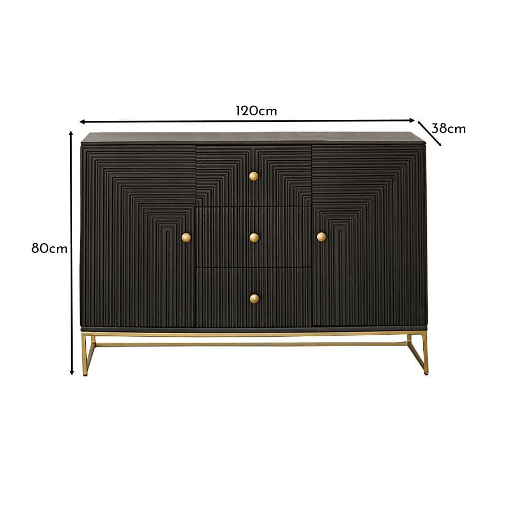 Rayna 2 Door 3 Drawer Large Sideboard - Jet Black