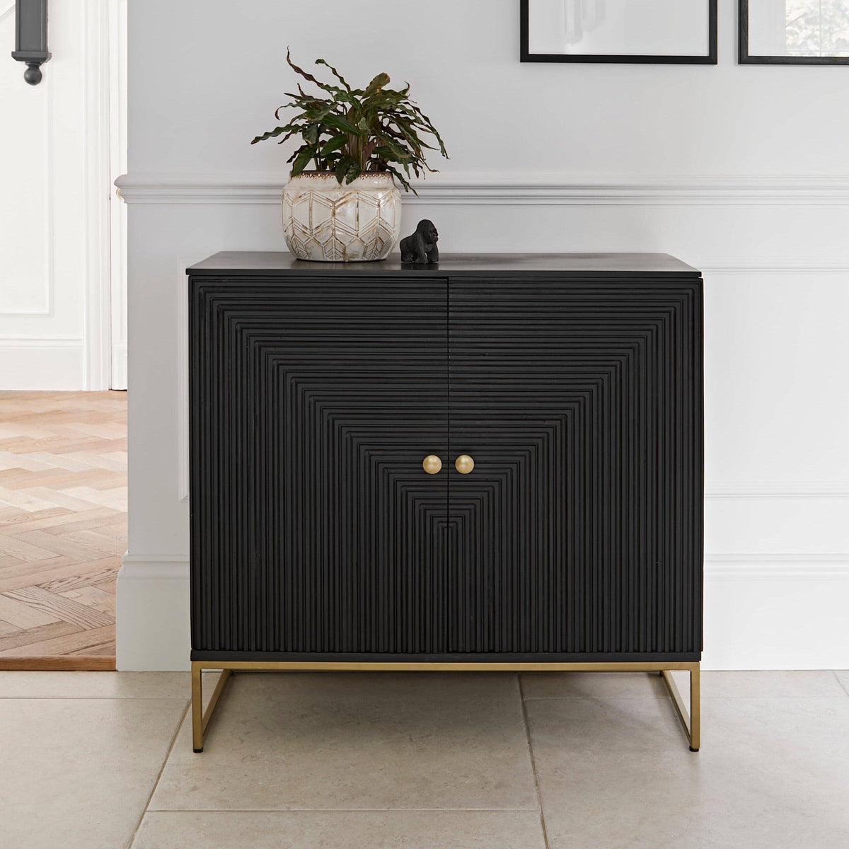 Outlet - Rayna 2 Door Small Sideboard - Jet Black