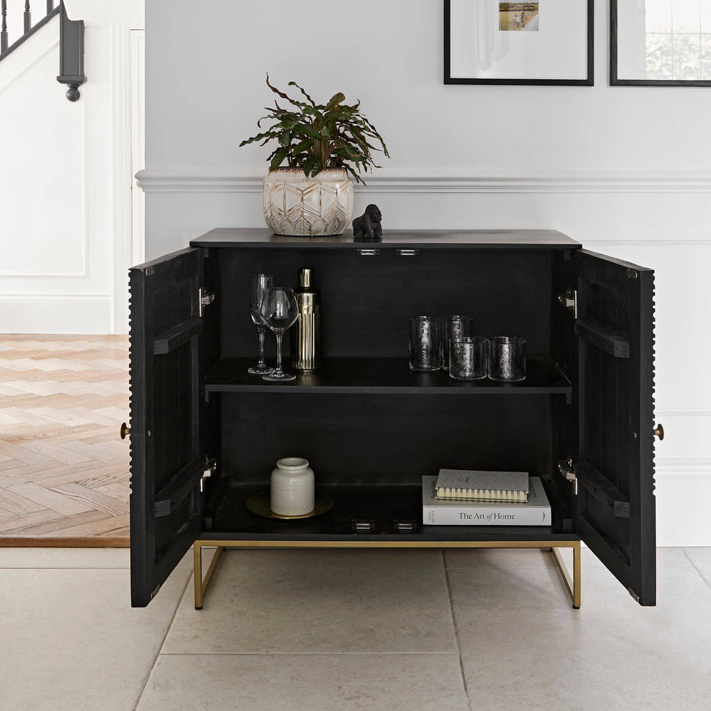 Outlet - Rayna 2 Door Small Sideboard - Jet Black