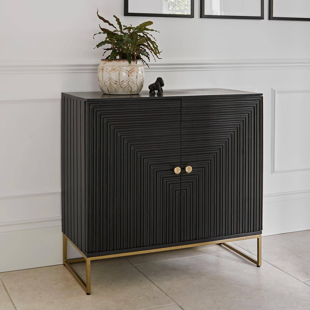 Outlet - Rayna 2 Door Small Sideboard - Jet Black