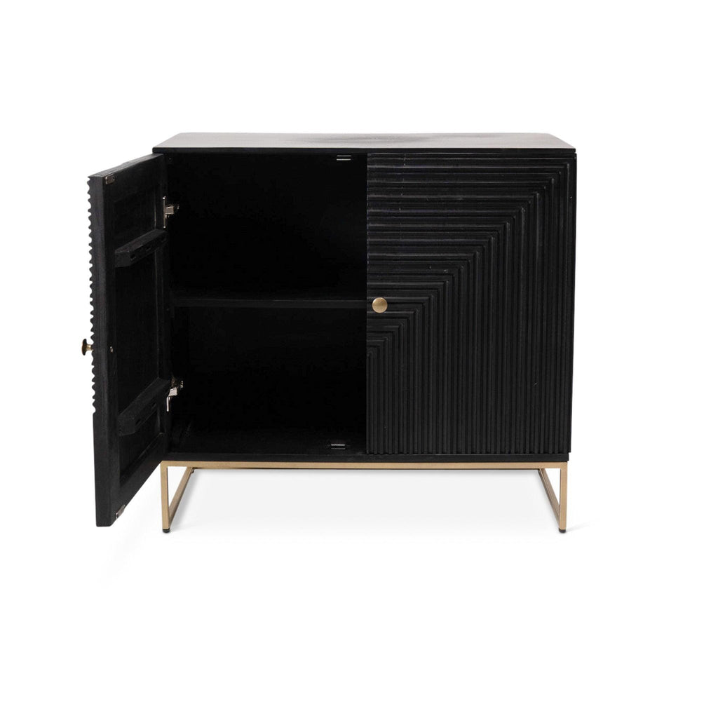 Outlet - Rayna 2 Door Small Sideboard - Jet Black