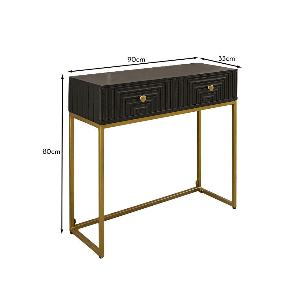 Rayna Black Mango Wood 2 Drawer Console Table