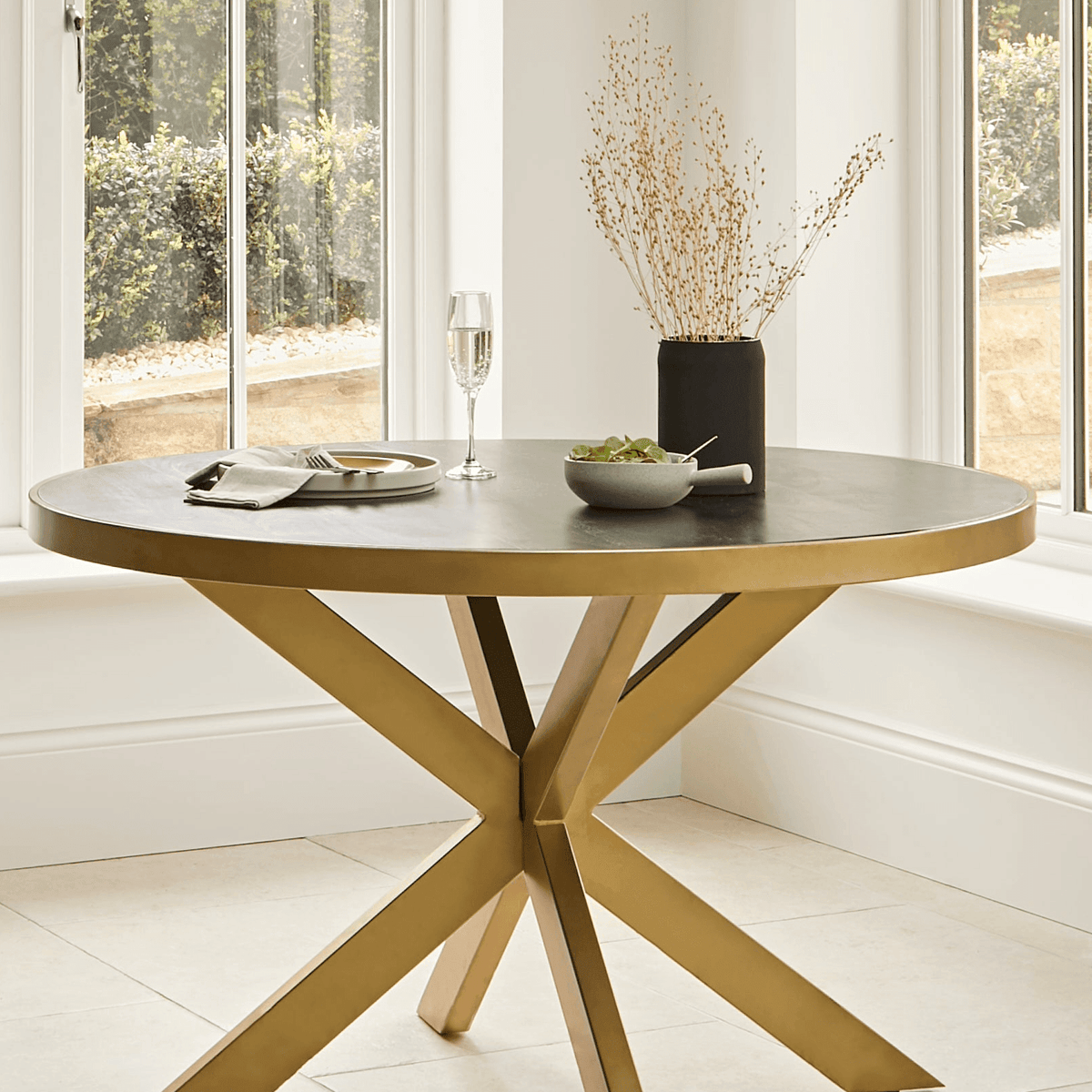 Rayna Jet Black Round Dining Table