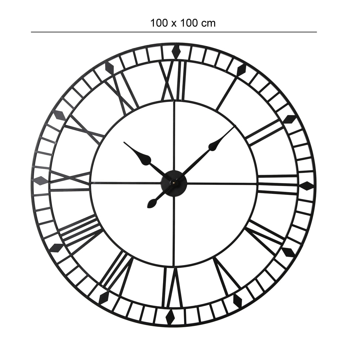 Outlet - Riseley 100cm Metal Skeleton Wall Clock - Black