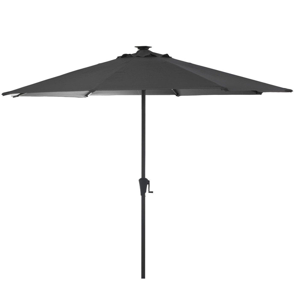 Ashby 8 Seater Wooden Round Garden Dining Set with 8 Cove Rope Chairs & Grey Parasol  - 160cm