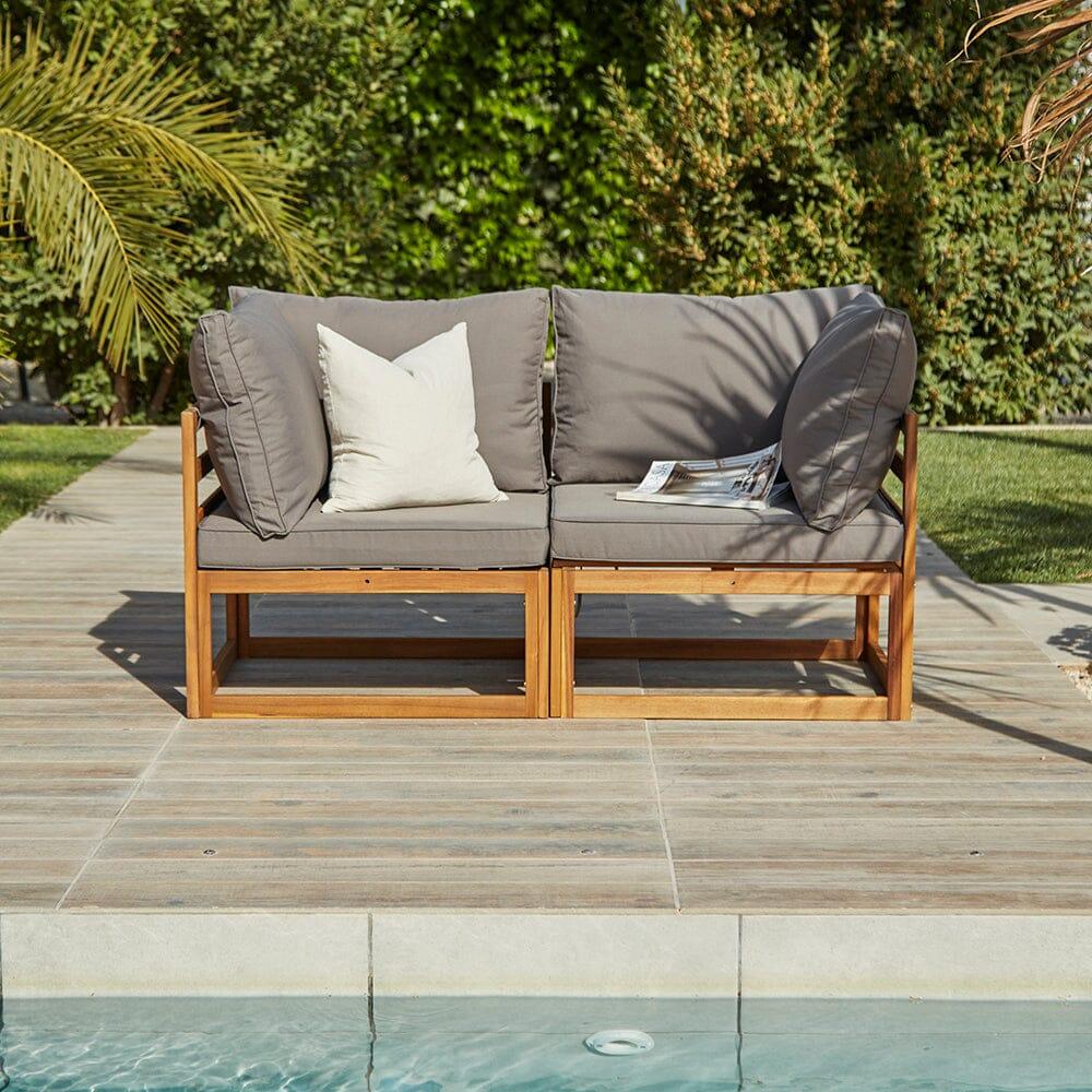 Outlet - Rowan 2 Seater Wooden Garden Sofa - Grey