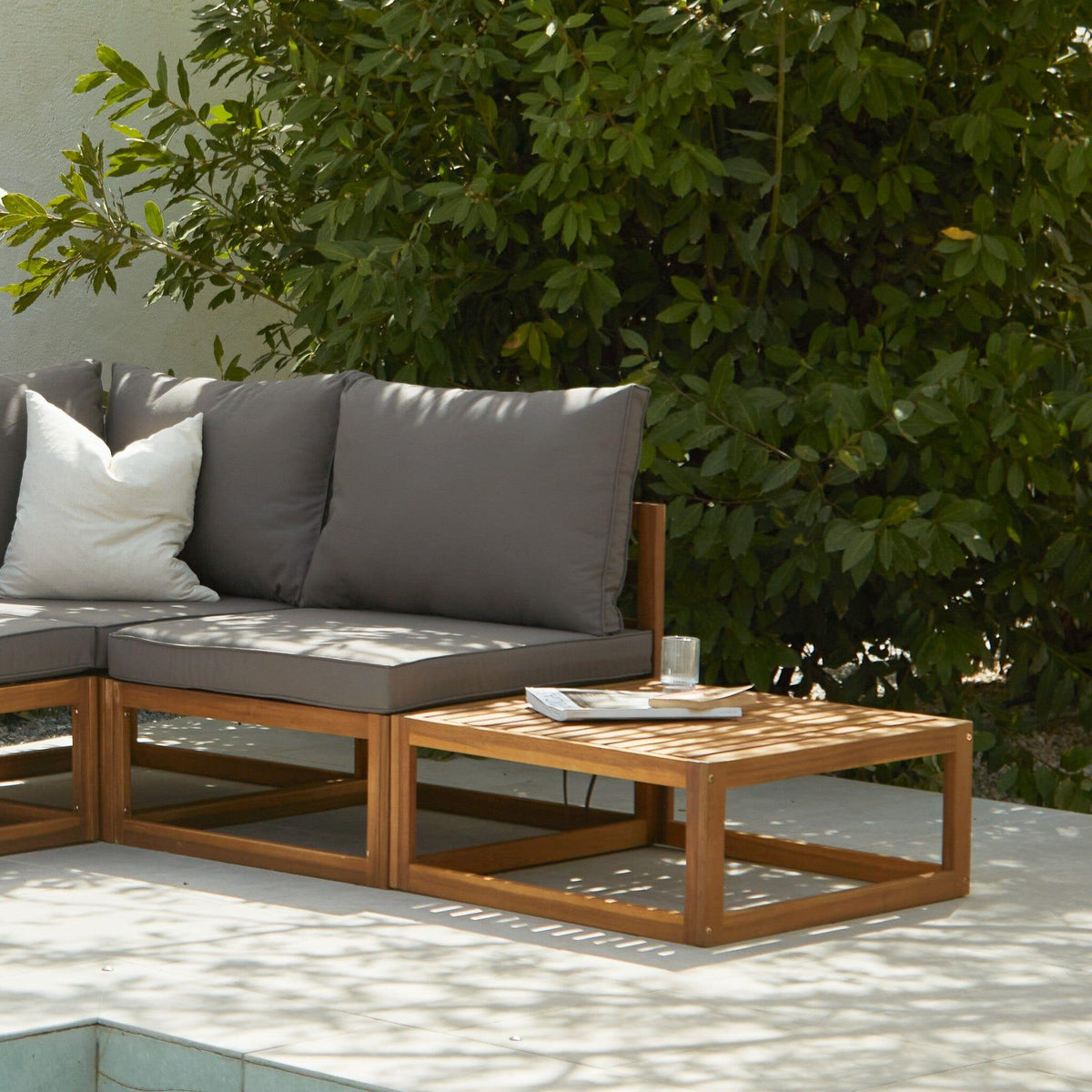 Rowan 4 Seater Wooden Garden Chaise Corner Sofa Set - Grey