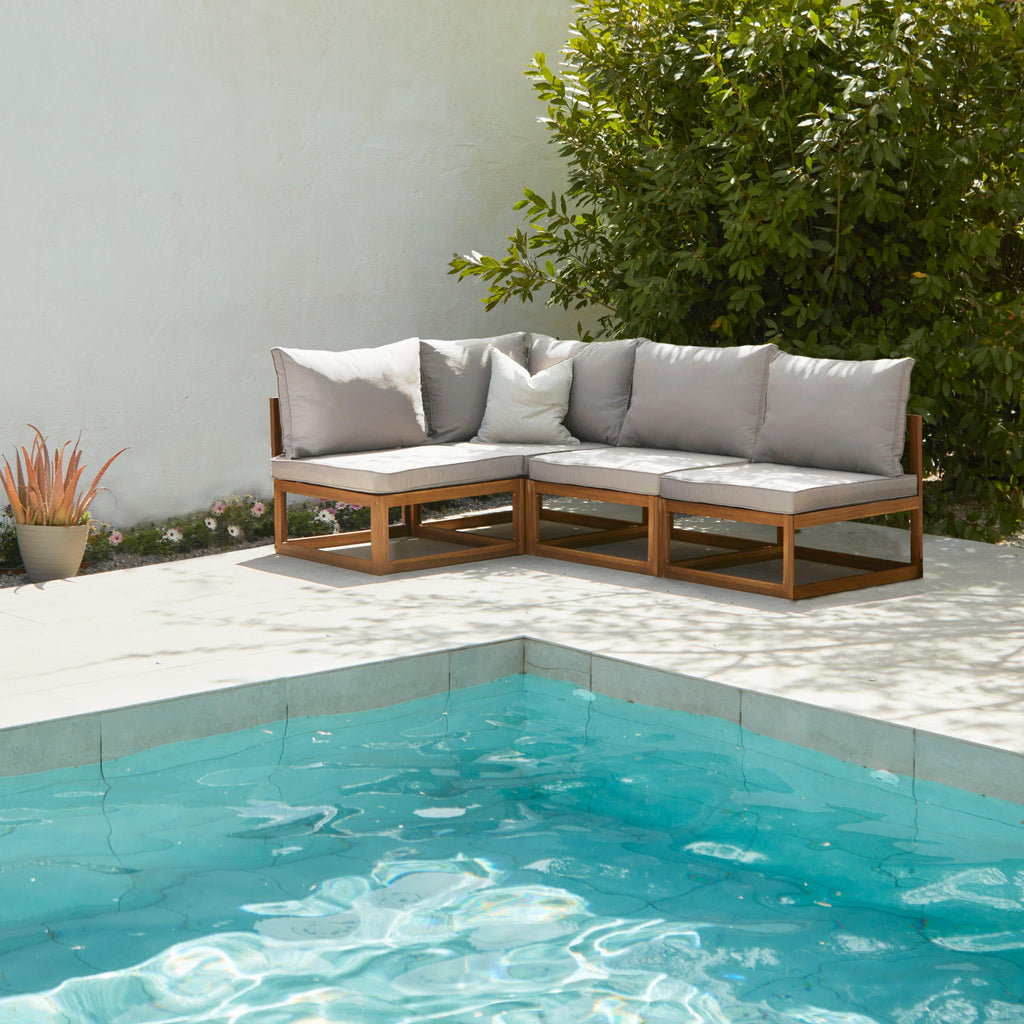 OUTLET - Rowan 4 Seater Wooden Garden Corner Sofa - Sand