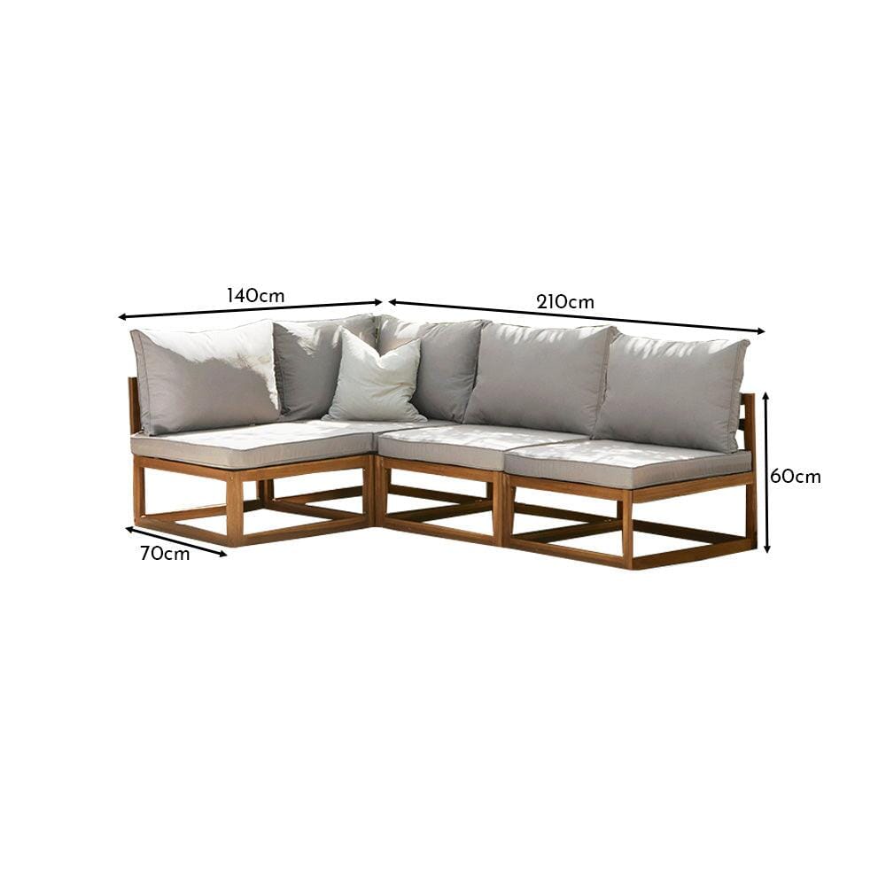 OUTLET - Rowan 4 Seater Wooden Garden Corner Sofa - Sand