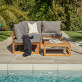 Rowan Grey 3 Seater Wooden Corner Sofa Set