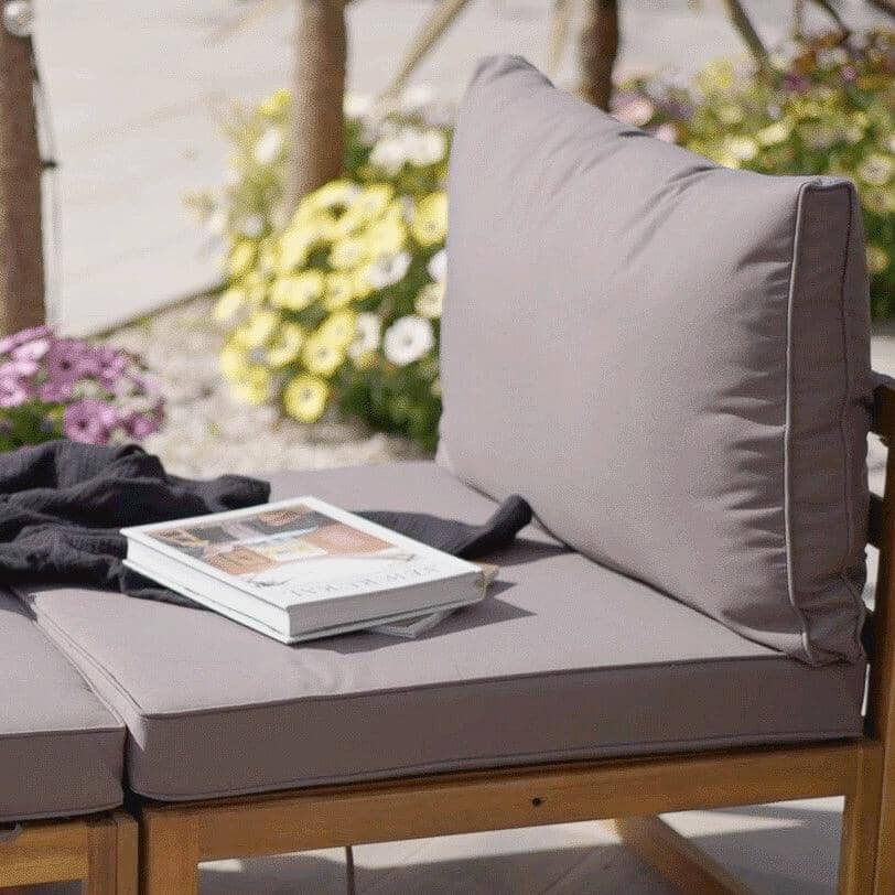 Rowan 6 Seater Wooden Garden Corner Sofa Set with Coffee Table - Grey
