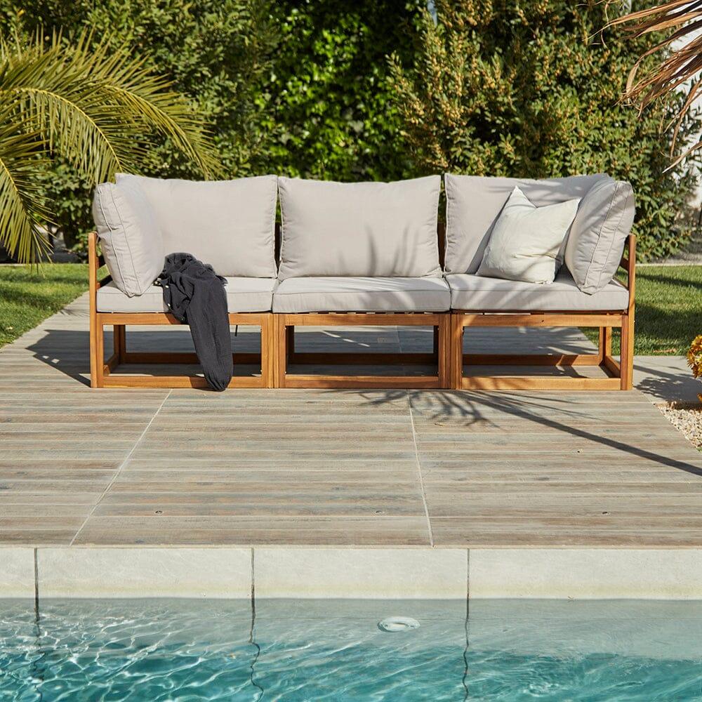 Rowan 3 Seater Wooden Garden Sofa & Footstool