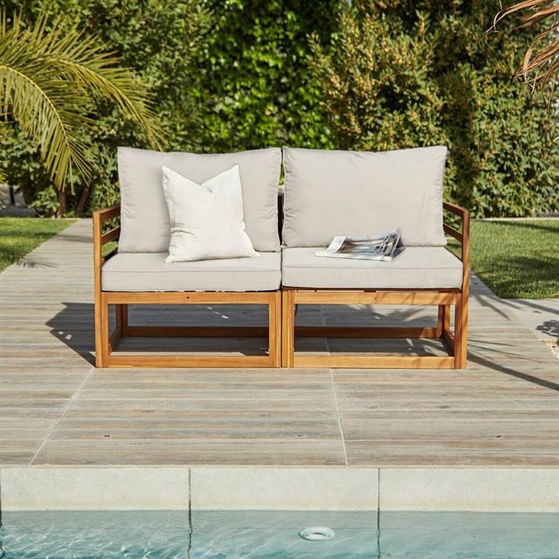 Rowan Wooden Garden Set with 2 Seater Sofa - 2 Armchairs with Coffee Table - Sand