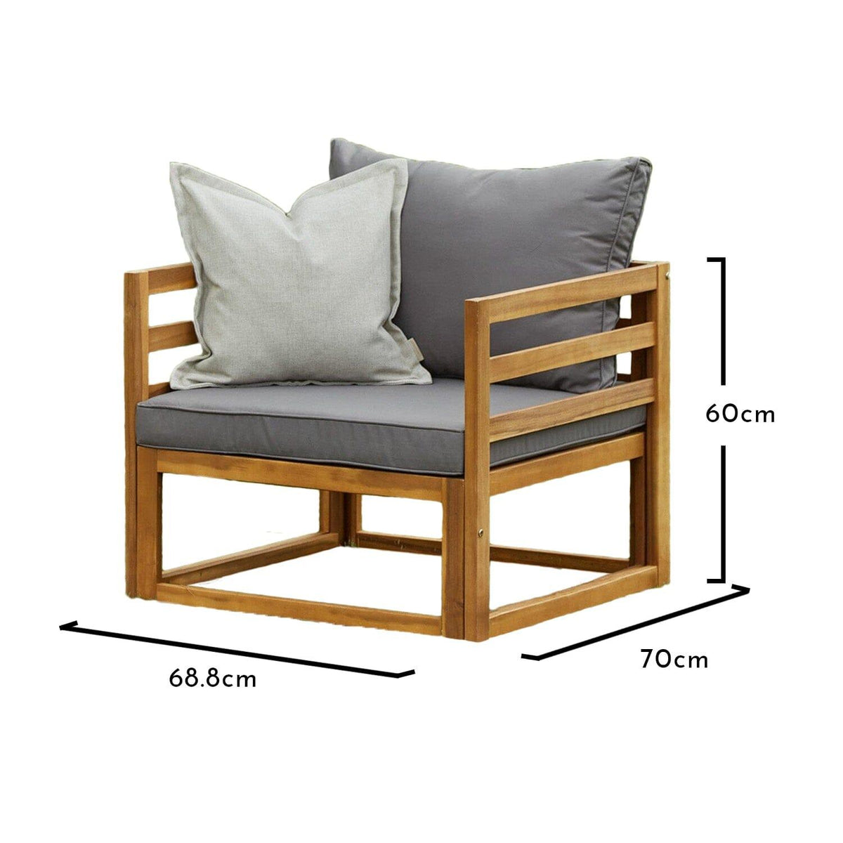 Rowan Wooden Garden Armchair - Grey