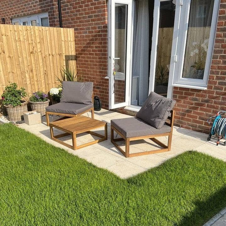 Rowan Wooden Garden Chairs with Coffee Table - Grey