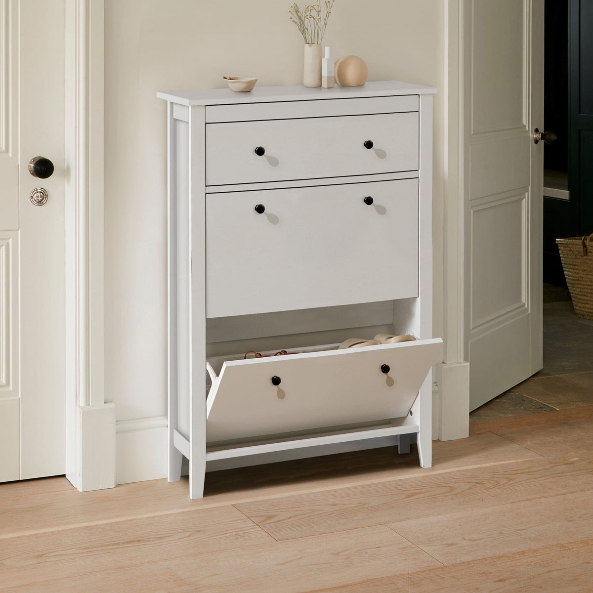 OUTLET - Sandhurst Shoe Cabinet - 3 Door - White