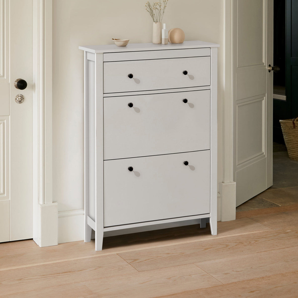 OUTLET - Sandhurst Shoe Cabinet - 3 Door - White