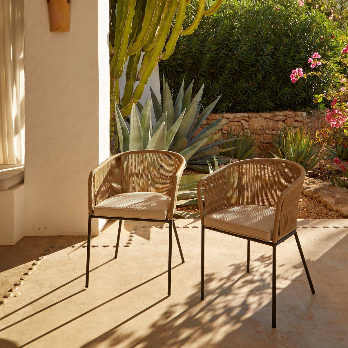 Hali 4 Seater Wooden Outdoor Dining Set with Hali Natural Chairs - 175cm