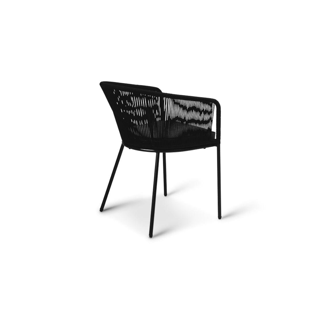 Shiro 6 Seater Wooden Round Garden Dining Table with 6 Hali Black Rope Chairs - 160cm