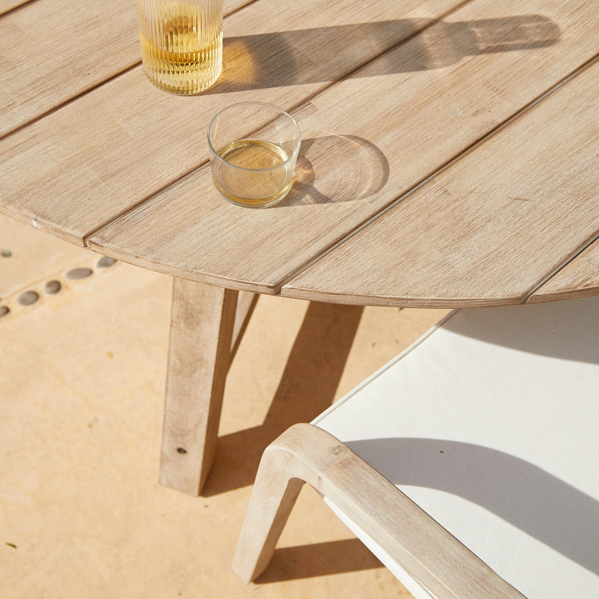 Shiro 6 Seater Wooden Round Garden Dining Table with 6 Shiro Chairs - 160cm