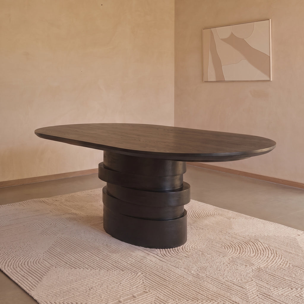 Adam 240cm Jet Black Mango Wood Oval Dining Table