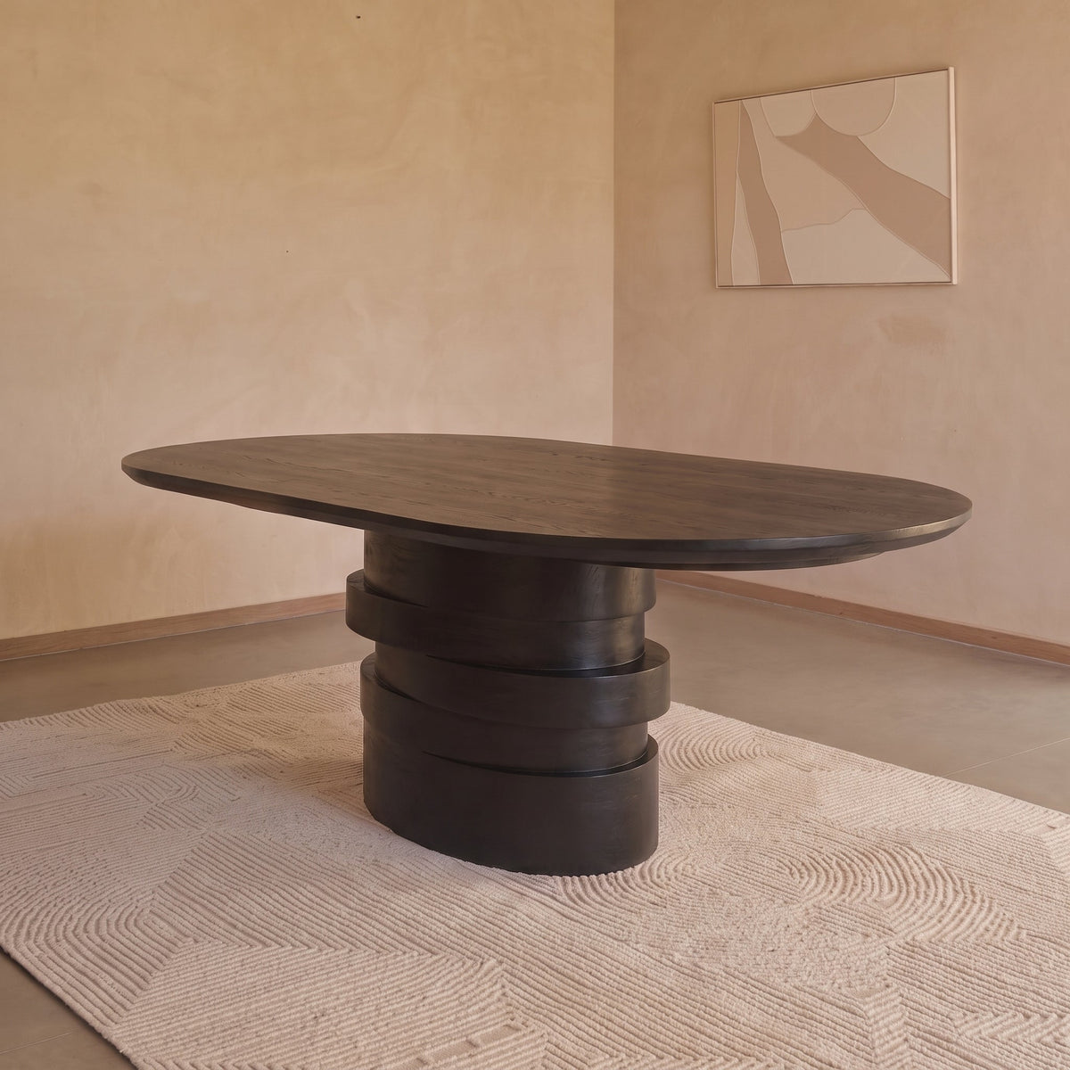 Adam 240cm Jet Black Mango Wood Oval Dining Table