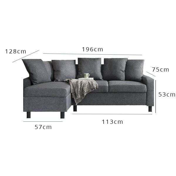 OUTLET - Tracy Corner Sofa - Oatmeal Linen with Black Legs
