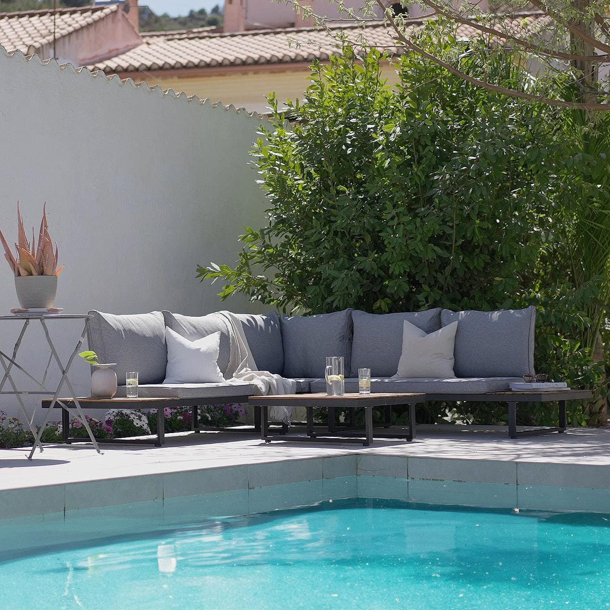 Outlet - Thea Wooden Garden Corner Sofa Set