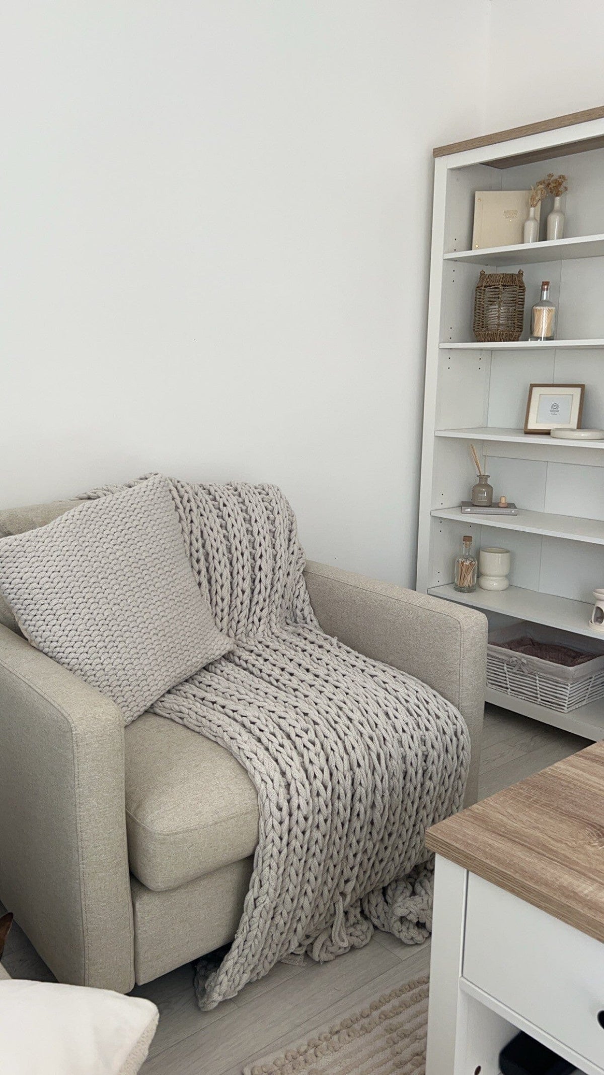 Ava Sand Armchair - Pale Oak Legs