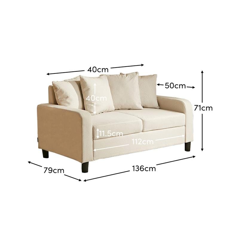 Tracy 2 Seater Sofa - Oatmeal with Black Legs