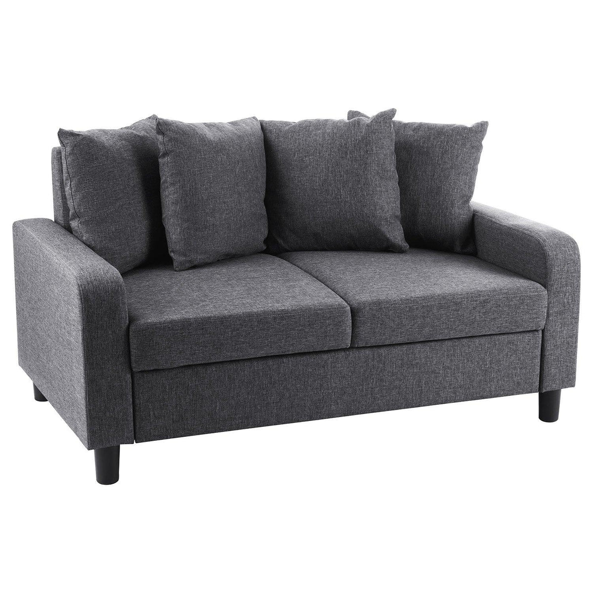 Tracy 2 Seater Sofa - Grey Linen with Black Legs